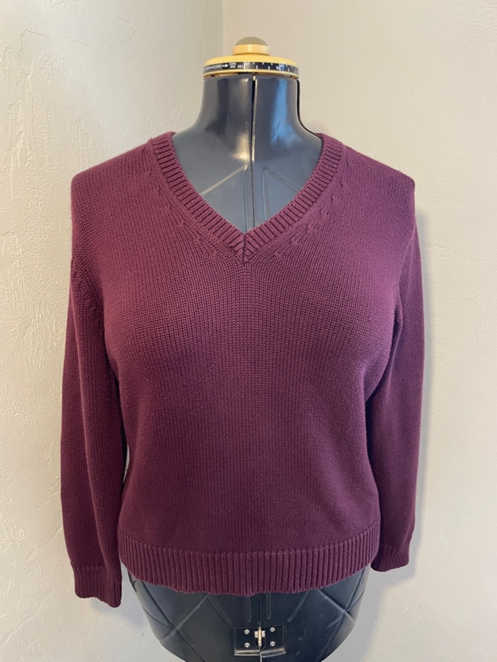 St. John's Bay V-Neck Sweater in Plum